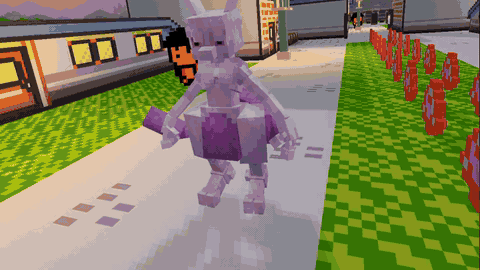 First-person Cobblemon encounter featuring Mewtwo