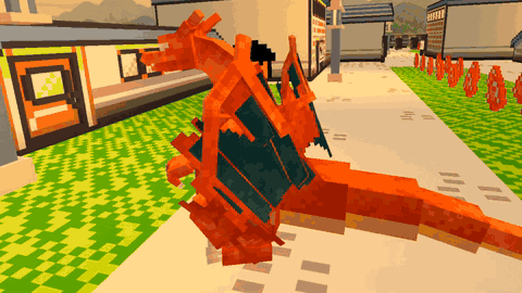 First-person Cobblemon gameplay featuring Charizard