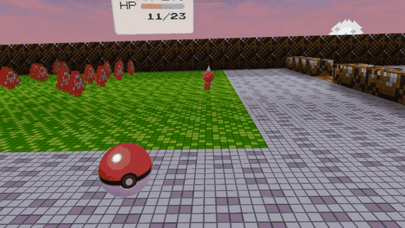 Animated first-person view of catching a wild Pokémon in Poke VR